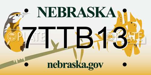 7TTB13 Nebraska License Plate