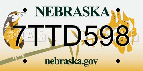 7TTD598 Nebraska License Plate