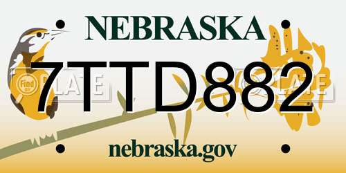 7TTD882 Nebraska License Plate