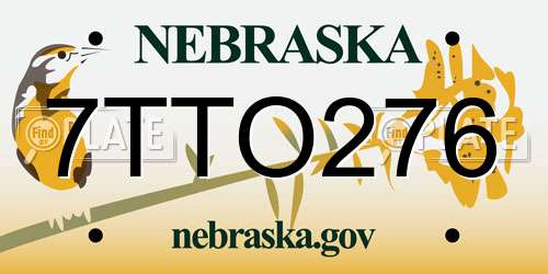 7TTO276 Nebraska License Plate