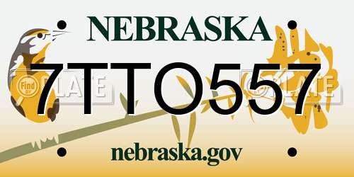 7TTO557 Nebraska License Plate