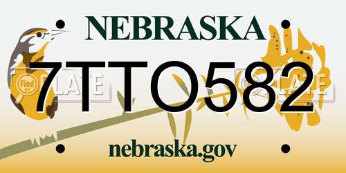 7TTO582 Nebraska License Plate