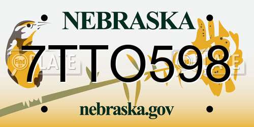 7TTO598 Nebraska License Plate