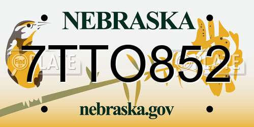 7TTO852 Nebraska License Plate