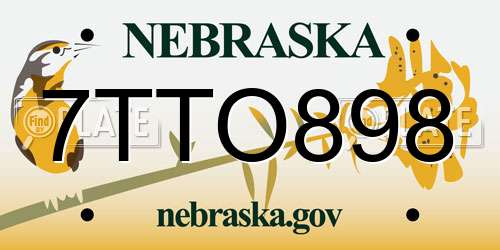 7TTO898 Nebraska License Plate
