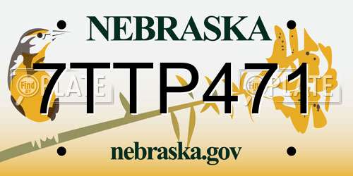 7TTP471 Nebraska License Plate