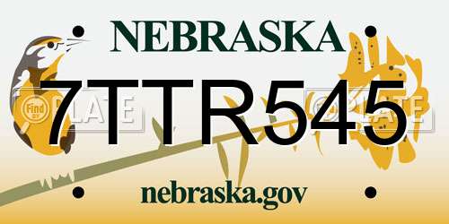 7TTR545 Nebraska License Plate