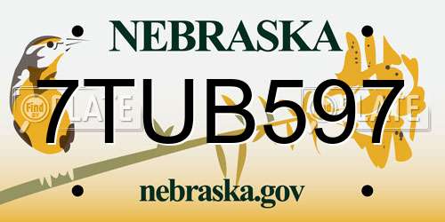 7TUB597 Nebraska License Plate