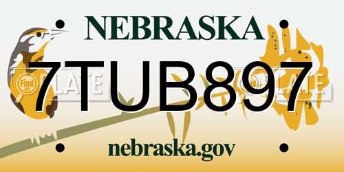7TUB897 Nebraska License Plate