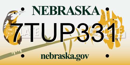 7TUP331 Nebraska License Plate