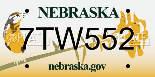 7TW552 Nebraska License Plate