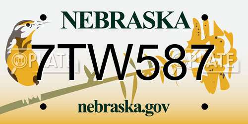 7TW587 Nebraska License Plate