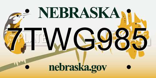 7TWG985 Nebraska License Plate