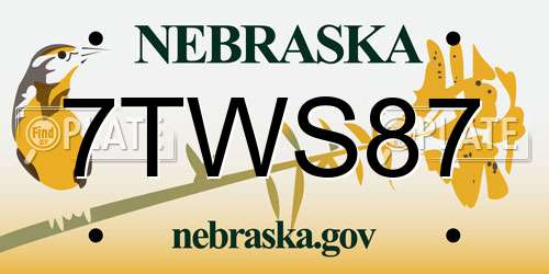 7TWS87 Nebraska License Plate