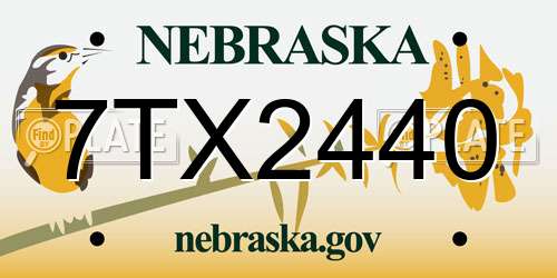 7TX2440 Nebraska License Plate