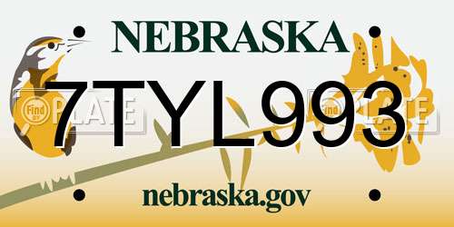 7TYL993 Nebraska License Plate