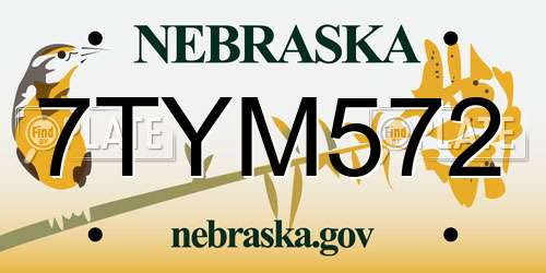 7TYM572 Nebraska License Plate