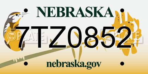 7TZ0852 Nebraska License Plate