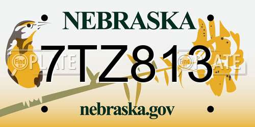 7TZ813 Nebraska License Plate