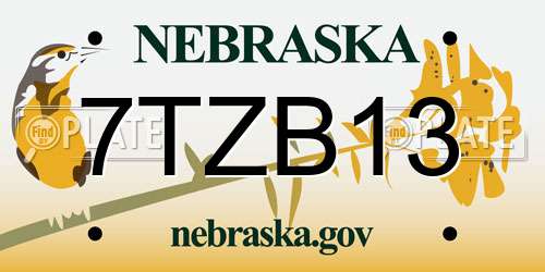 7TZB13 Nebraska License Plate