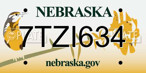 7TZI634 Nebraska License Plate