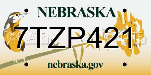 7TZP421 Nebraska License Plate