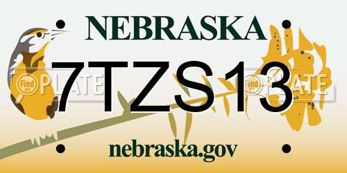 7TZS13 Nebraska License Plate