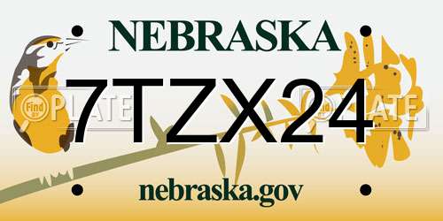 7TZX24 Nebraska License Plate