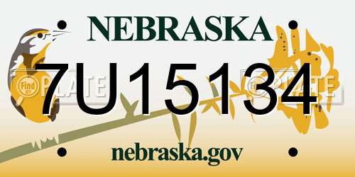 7U15134 Nebraska License Plate