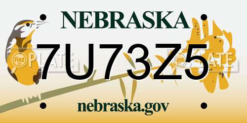 7U73Z5 Nebraska License Plate