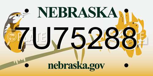 7U75288 Nebraska License Plate