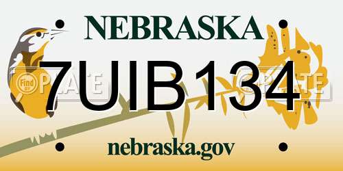 7UIB134 Nebraska License Plate