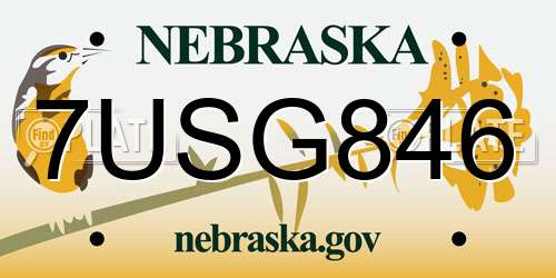 7USG846 Nebraska License Plate