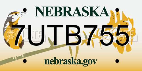 7UTB755 Nebraska License Plate