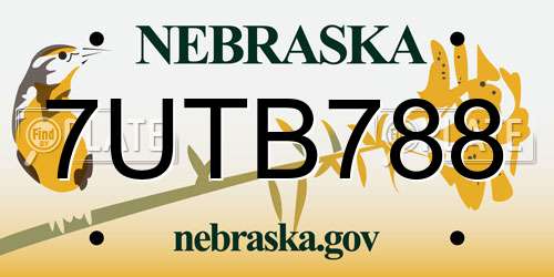7UTB788 Nebraska License Plate