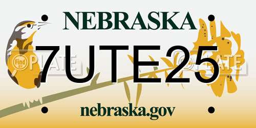 7UTE25 Nebraska License Plate