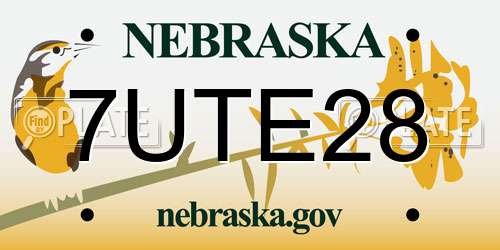 7UTE28 Nebraska License Plate