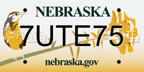 7UTE75 Nebraska License Plate