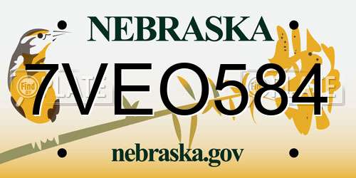 7VEO584 Nebraska License Plate