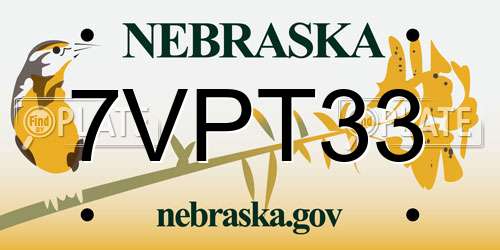 7VPT33 Nebraska License Plate