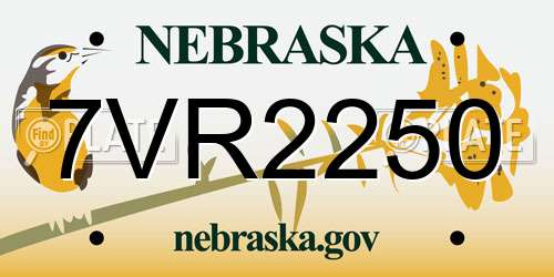 7VR2250 Nebraska License Plate