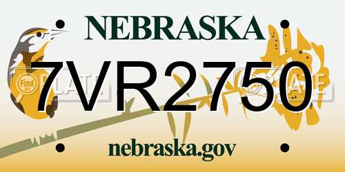 7VR2750 Nebraska License Plate