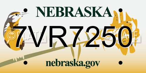 7VR7250 Nebraska License Plate