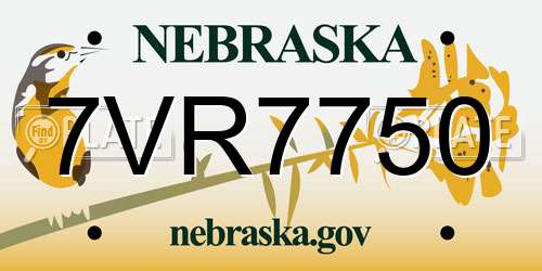 7VR7750 Nebraska License Plate