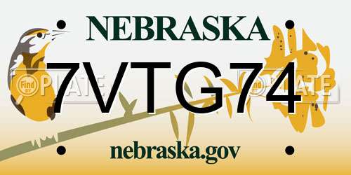 7VTG74 Nebraska License Plate