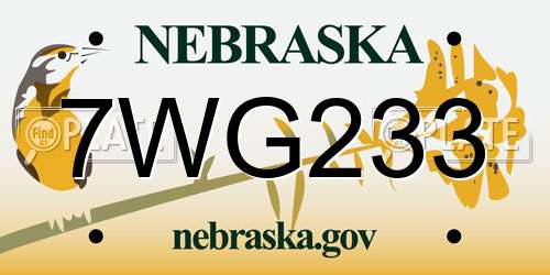 7WG233 Nebraska License Plate