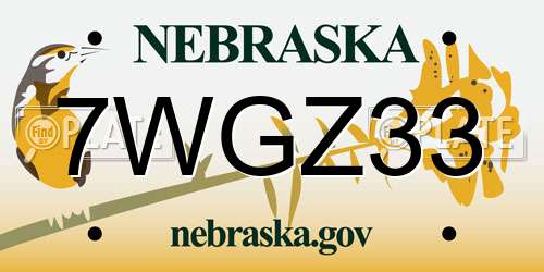 7WGZ33 Nebraska License Plate