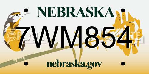 7WM854 Nebraska License Plate