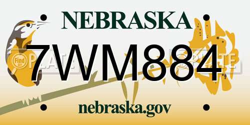 7WM884 Nebraska License Plate