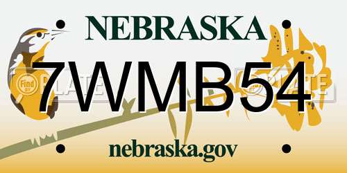 7WMB54 Nebraska License Plate